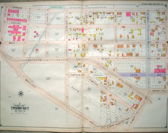Ancienne carte du Bronx dans l'État de New York – Hyde & Co. 1900, plaque Atlas