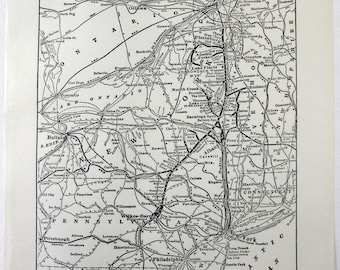 May include: A black and white map of the Delaware and Hudson Railroad Corporation. The map shows the railroad lines running through the northeastern United States, including New York, Pennsylvania, New Jersey, and Connecticut. The map also shows major cities and towns along the railroad lines.