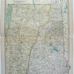 Original Karte von Vermont & New Hampshire von 1902 von The Century Company. Antik