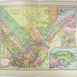 Québec, Canada - Carte originale de 1903 par Dodd, Mead & Company. Antique