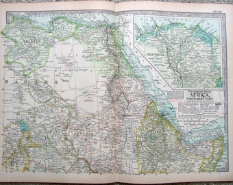 NE Africa - Original 1897 Map by The Century Company.  Egypt Antique
