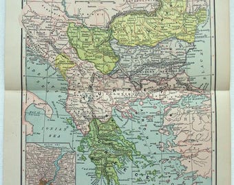 Turquie et Balkans - Carte originale de 1902 par Dodd Mead & Company. Antiquités