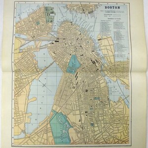 Boston Massachusetts - Original 1891 Street and Railroad Map by Hunt & Eaton Antique