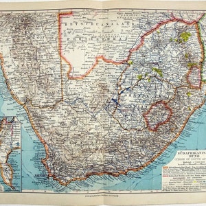 Union of South Africa - Original 1931 Karte von Meyers, Vintage