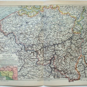 Belgique - Carte originale de 1905 par Meyers. antique