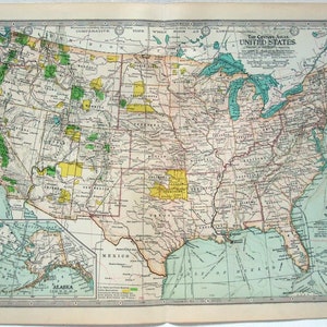 Verenigde Staten van Amerika - originele kaart uit 1902 van The Century Company
