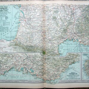 Original 1897 Karte von Südfrankreich von The Century Company. Antike Original-Karte