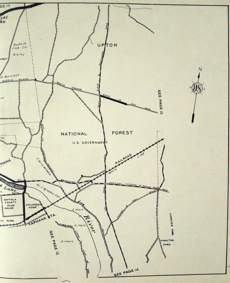 Middle Island Coram and Yaphank NY Original 1929 Map by Etsy