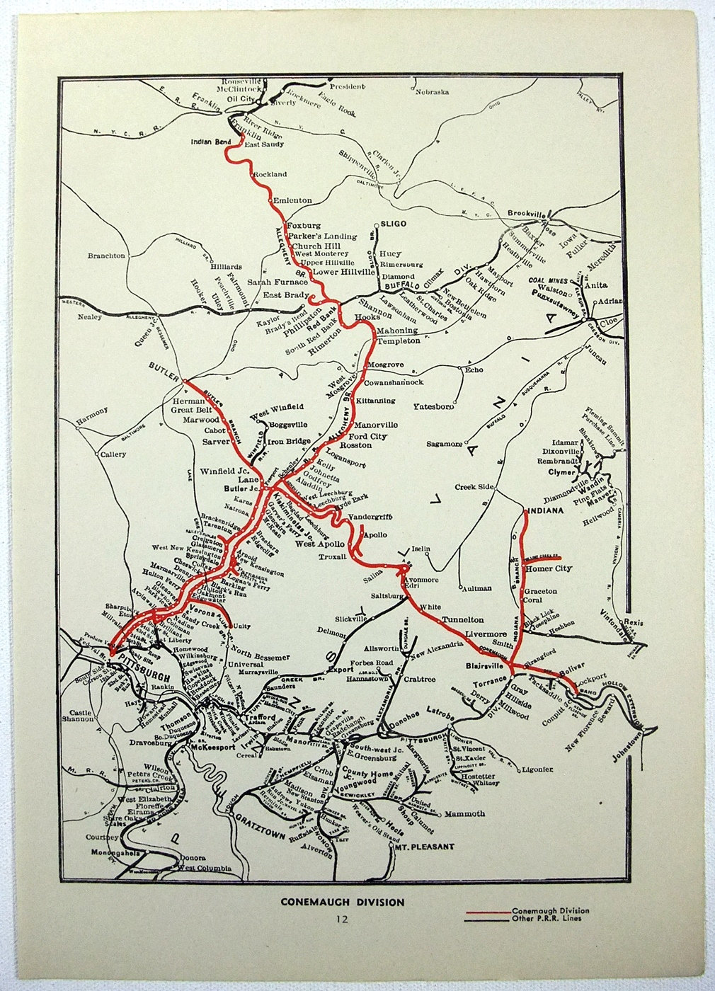 Pennsylvania Railroad Conemaugh Division Original 1941 Map Etsy