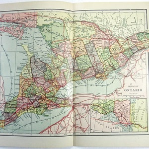 Ontario, Kanada - Original Karte von 1898 von Dodd Mead & Company. Antik