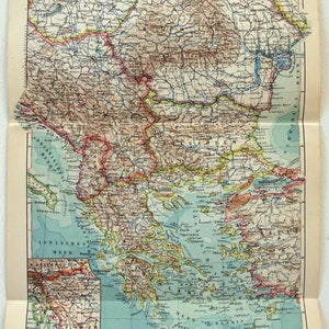 Original 1922 Karte der Balkanstaaten von Meyers. Deutschsprachige Vintage-Karte.