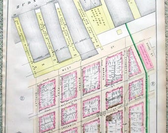 Washington Market Area of Manhattan - Large Original 1881 Map by E. Robinson