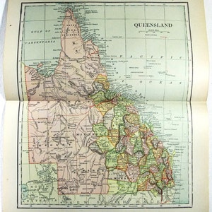 Queensland Australien - Original 1895 Landkarte. Antikes Original