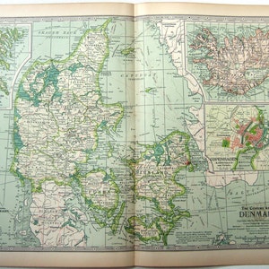 Dänemark - Original 1897 Landkarte von The Century Company. Antike Original-Karte