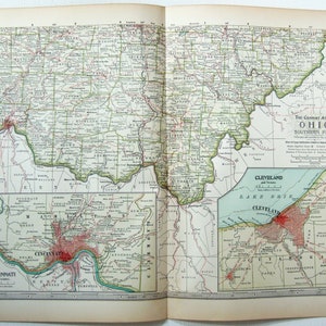 Southern Ohio - Original 1902 Map by The Century Company. Antique Original Map