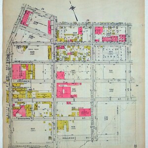 Parts of Red Hook, Carroll Gardens & Gowanus, Brooklyn - Original 1920 Carte de Hallock à Mill Streets de Otsego au Canal par Belcher