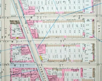 マンハッタンの地図（ニューヨーク市）7サイズ（40x53インチ、100 x