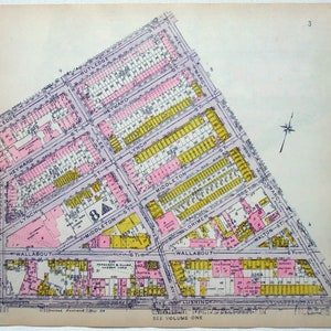 S Williamsburg, Brooklyn: Bedford to Marcy Ave from Flushing Ave to Rutledge - Original 1921 Maps by Belcher Hyde. B/W Broadway Triangle