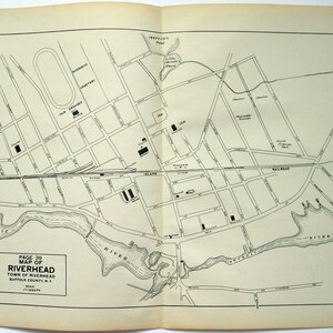 Riverhead NY - Original 1929 Landkarte von Dolph & Stewart. Vintage Landkarte. Selten