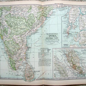 Zuid-India - Originele kaart uit 1897 van The Century Company. Antiek
