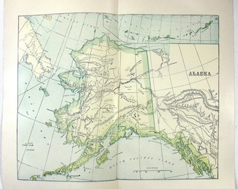 Alaska Territory - Original 1895 Map by Dodd Mead & Company. Antique Original