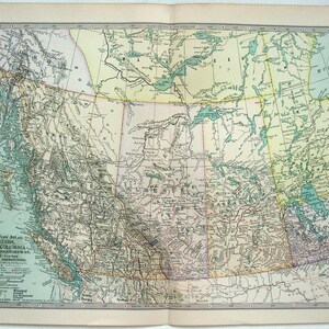 Ouest canadien - Carte originale de 1902 par The Century Company. Antiquités