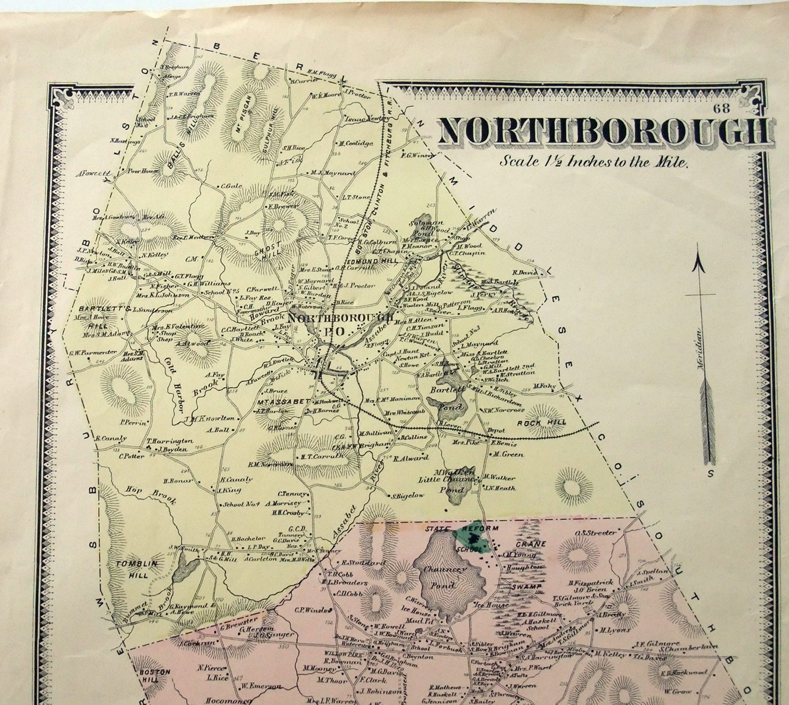 Northborough & Westborough Massachusetts. 1870 Map by FW Etsy