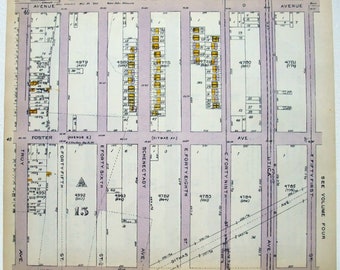 East Flatbush, Brooklyn - Troy Ave to Utica & E51st from Farragut Rd to Beverly Rd - Original 1921 Map by Belcher Hyde. Antique