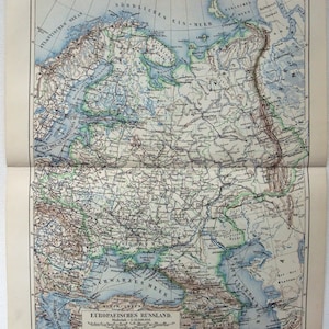 European Russia - Original 1908 Map by Meyers. Antique Czarist Era Map