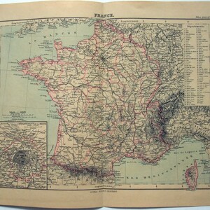 Original 1895 Karte von Frankreich von Justus Perthes - Französisch Kupfer Platte Karte Antik
