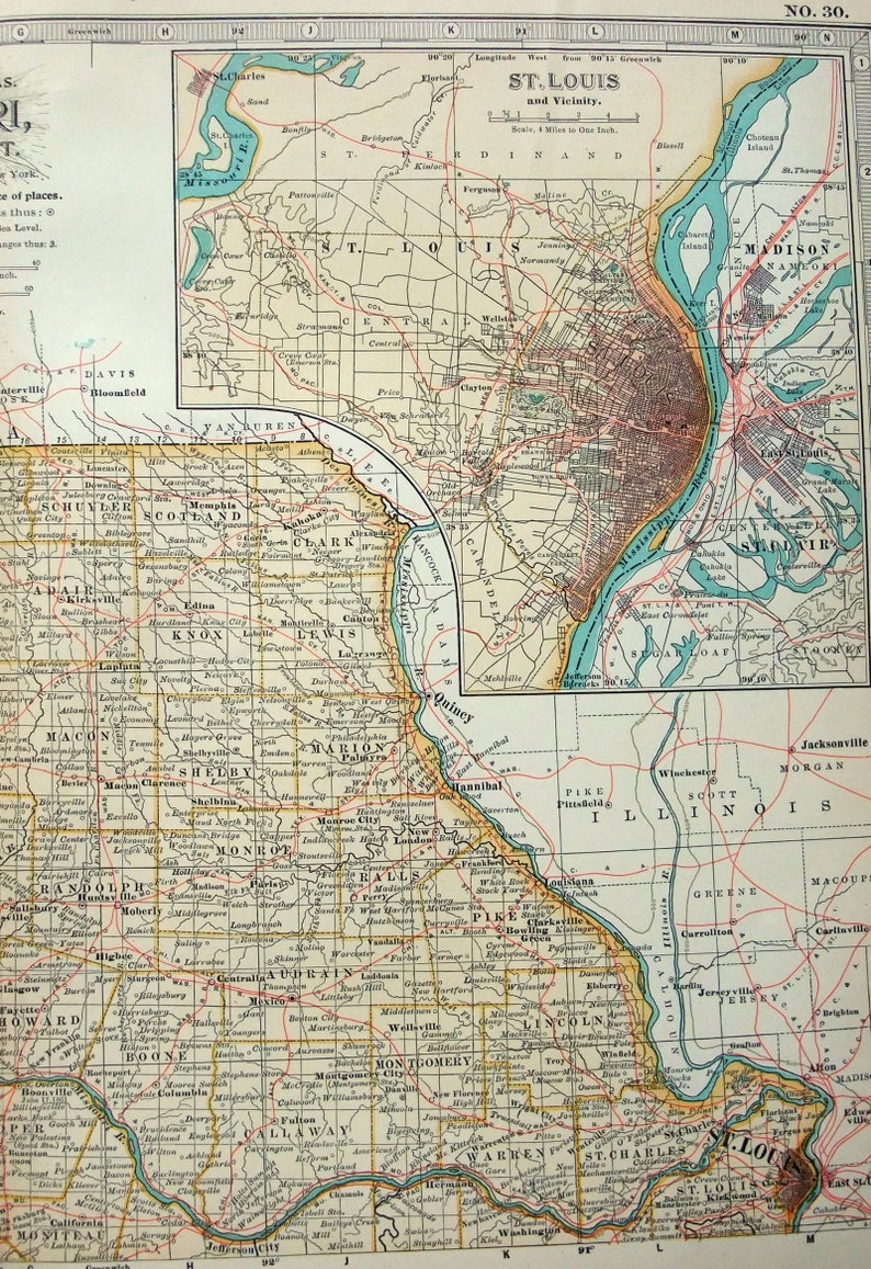 Original 1897 Map of the Northern Part of Missouri by the Etsy Ireland