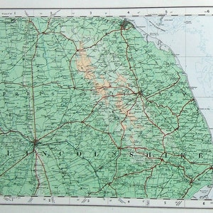 Lincolnshire, England - Original 1922 Artillerie-Übersicht Diagramm. Jahrgang. Große