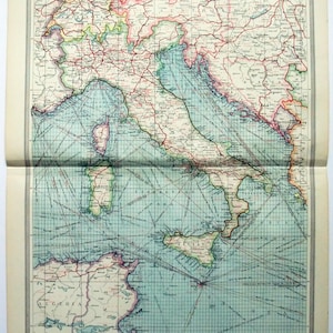 Landkarte Italien: Industrie und Fernmeldetechnik c1907 von George Philips. Antik.