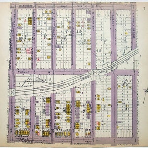 Ausschnitt von E. Flatbush & Flatlands, Brooklyn - Brooklyn Ave bis E48th St von Glenwood Ave bis Ave I - Original 1922 Karte von Belcher Hyde. Antik