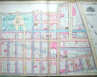 East Village Manhattan 1881 Map, Bowery to Ave B, Antique New York City Plan