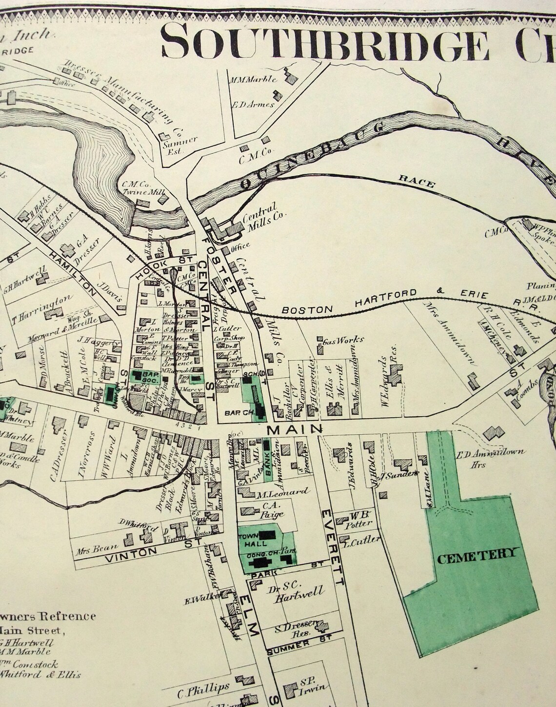 Southbridge Massachusetts. Large 1870 Street Map by FW Beers. Etsy