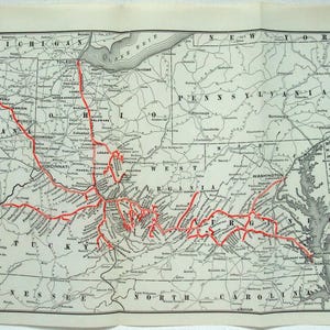 Chesapeake & Ohio Lines Railroad: originele systeemkaart uit 1921. Vintage