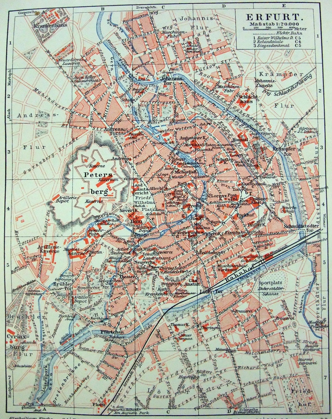 Erfurt Germany Original 1904 City Map by Meyers. Antique | Etsy