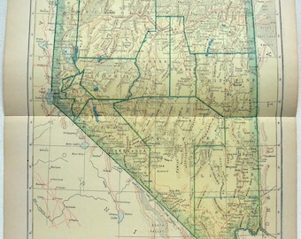 Nevada - Original 1911 Dated Map by Dodd Mead and Company. Antique Original Map