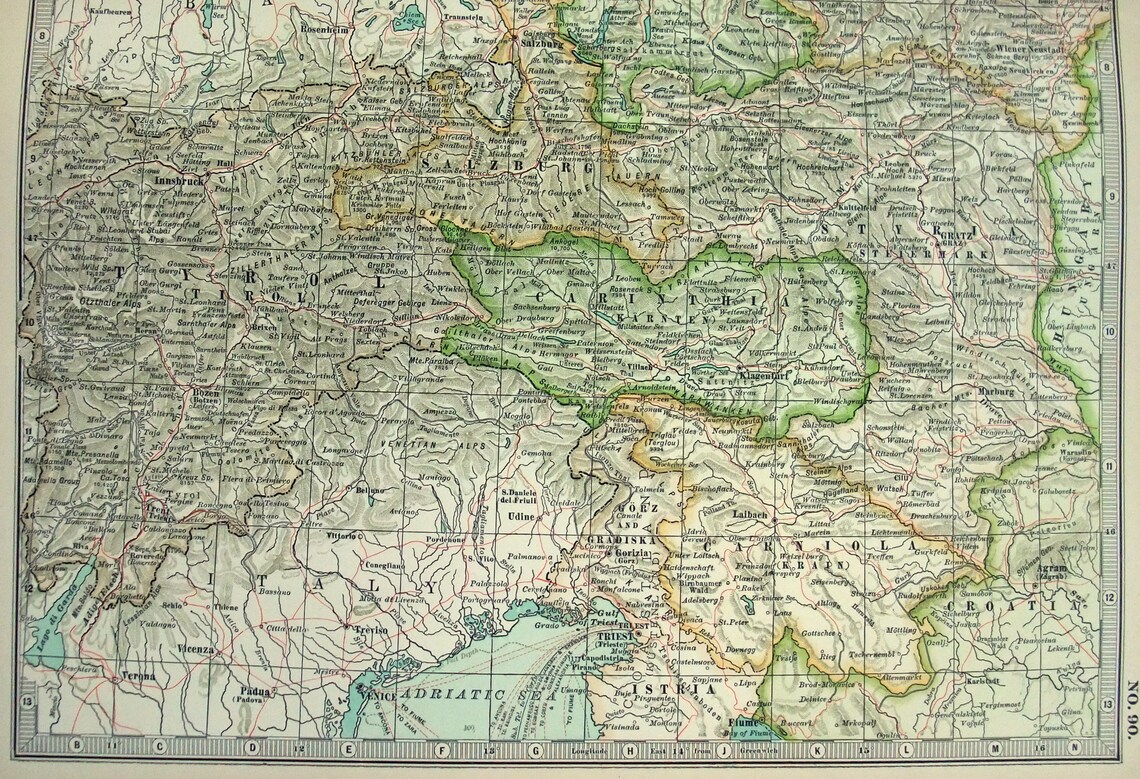 Original 1897 Karte von Westösterreich Ungarn von The Century | Etsy