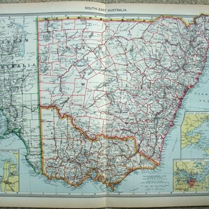 Original Karte von SE Australien c1907 von George Philip & Söhne. New South Wales und Victoria. Antik. 1907