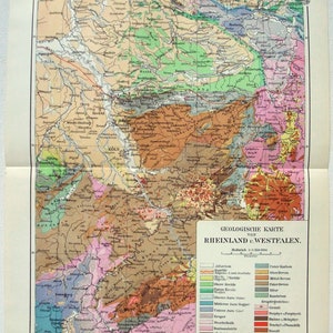 Rheinland & Westfalen, Deutschland - Original 1910 Geologische Karte von Meyers