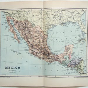 Mexico - Original 1895 Landkarte von W&A.K Johnston. Antik