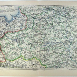 Polen & Westrußland - Original 1908 Landkarte von Meyers. Antike Karte aus der Zarenzeit