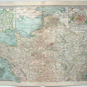 Original-Karte des nördlichen Teils von Frankreich von 1902 von The Century Company. Antik