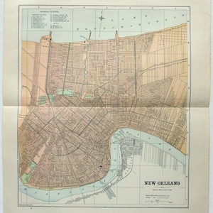 Original 1891-Karte von New Orleans Louisiana von Hunt & Earon. Antik