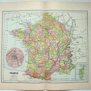 Frankreich - Original 1895-Karte von Frankreich von Hunt & Eaton. Antike Landkarte