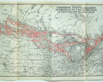 Canadian Pacific Railway - Original 1919 System Map by Poor's Publishing Co. Vintage CP