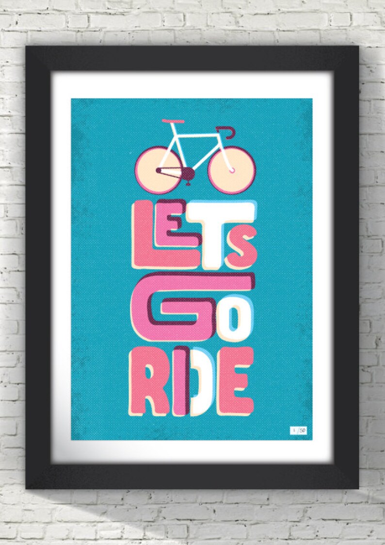 Lets Go Ride BLUE A3 Digital Print Limited Edition of 50 image 1