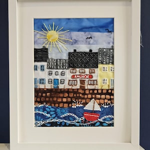 Harbour Slow Stitch Kit – Batik Fabric Appliqué Coastal Art (No Needle/Frame)